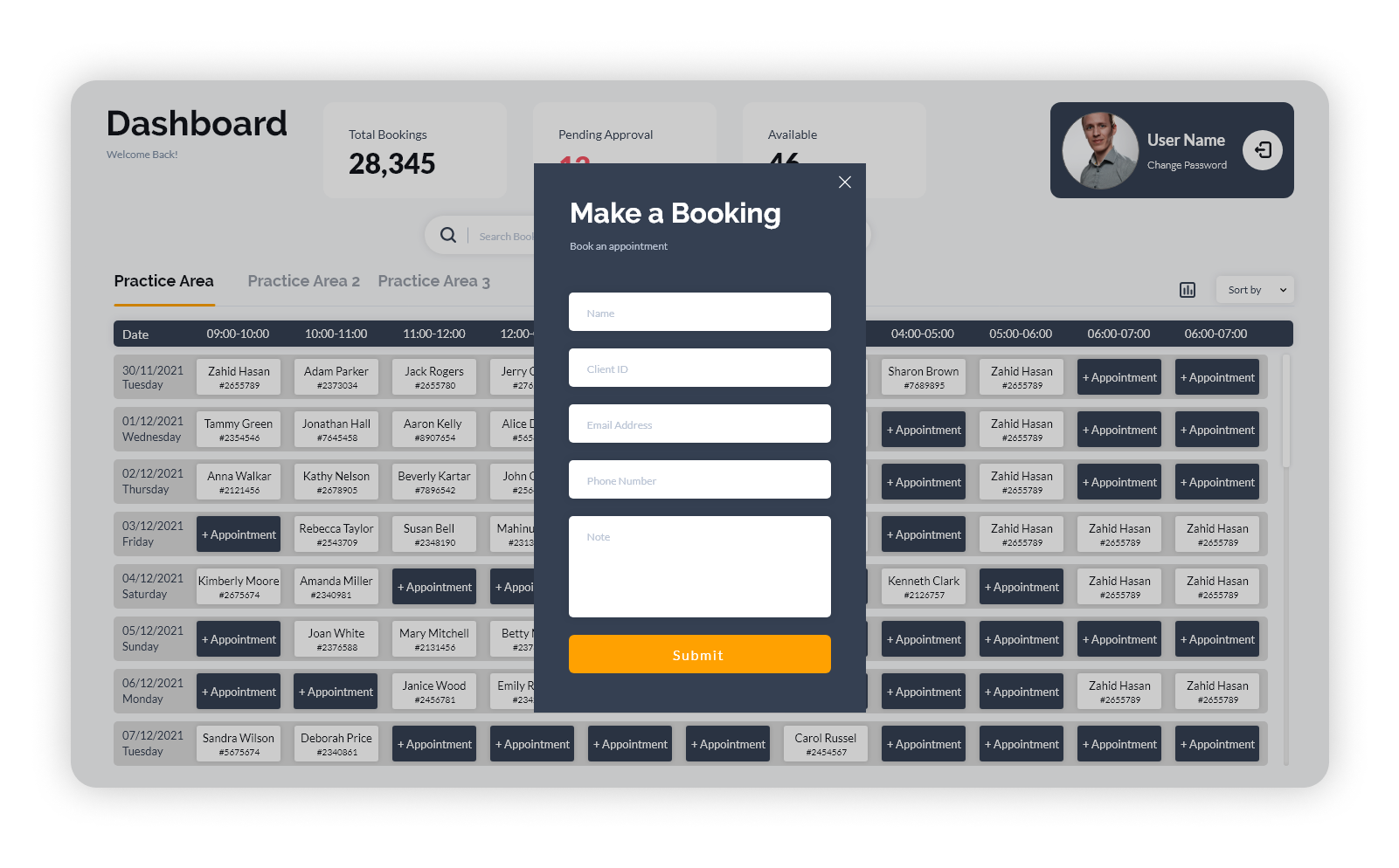 Booking Management App for Law Firm